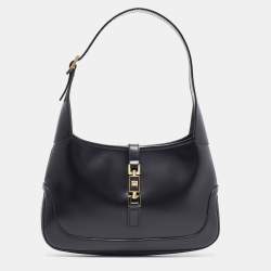 Pre Owned Gucci Black Leather Jackie O Hobo