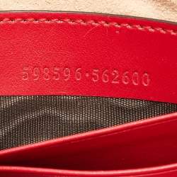 Gucci Red Matelassé Leather Mini GG Marmont Chain Crossbody Bag