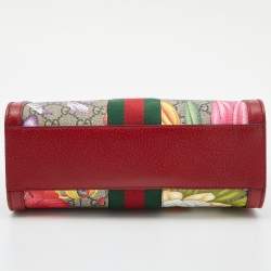 Pre Owned Gucci Multicolor GG Supreme Flora Canvas and Leather Small Ophidia Tote