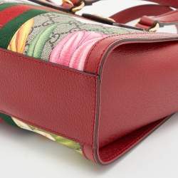 Pre Owned Gucci Multicolor GG Supreme Flora Canvas and Leather Small Ophidia Tote