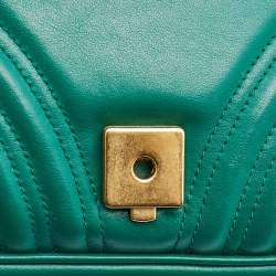 Gucci Green Matelasse Leather Small GG Marmont Shoulder Bag