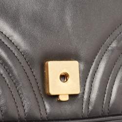 Pre Owned Gucci Black Matelassé Leather Mini GG Marmont Shoulder Bag
