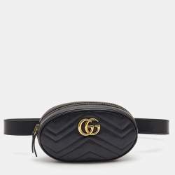Gucci Black Matelassé Leather GG Marmont Belt Bag Gucci
