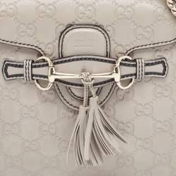 Pre Owned Gucci Grey Guccissima Leather Small Emily Chain Shoulder Bag