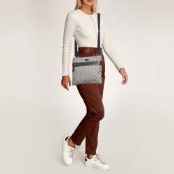 Pre Owned Gucci Grey/Blue GG Supreme Canvas and Leather Crossbody Bag