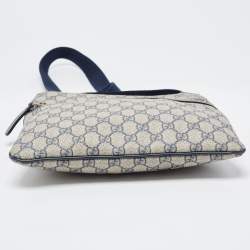Pre Owned Gucci Grey/Blue GG Supreme Canvas and Leather Crossbody Bag