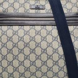 Pre Owned Gucci Grey/Blue GG Supreme Canvas and Leather Crossbody Bag
