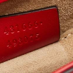 Pre Owned Gucci Red Leather Mini Web Chain Sylvie Crossbody Bag