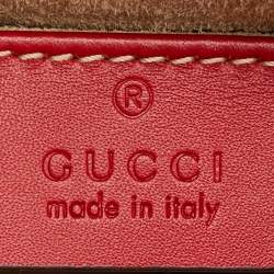 Pre Owned Gucci Red Leather Mini Web Chain Sylvie Crossbody Bag