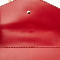 Pre Owned Gucci Red Leather Mini Web Chain Sylvie Crossbody Bag