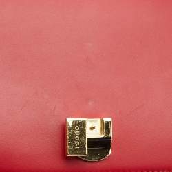 Pre Owned Gucci Red Leather Mini Web Chain Sylvie Crossbody Bag