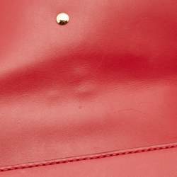 Pre Owned Gucci Red Leather Mini Web Chain Sylvie Crossbody Bag