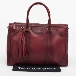 Gucci Burgundy Duilio Brogue Leather Chablis Duffel Bag