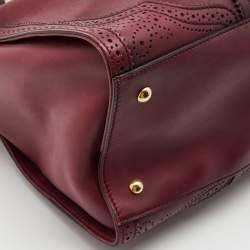 Pre Owned Gucci Burgundy Duilio Brogue Leather Chablis Duffel Bag