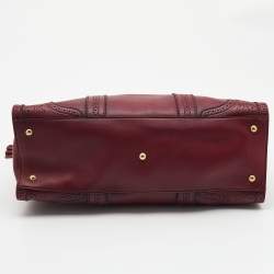 Pre Owned Gucci Burgundy Duilio Brogue Leather Chablis Duffel Bag