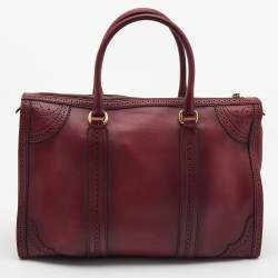 Gucci Burgundy Duilio Brogue Leather Chablis Duffel Bag