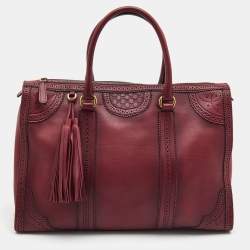 Gucci Burgundy Duilio Brogue Leather Chablis Duffel Bag