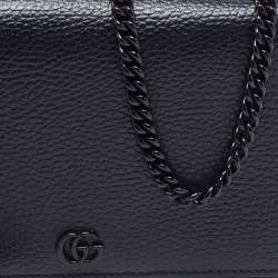 Gucci Black Leather Mini GG Marmont Chain Bag