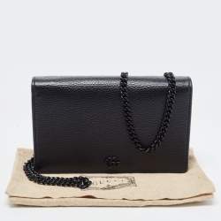 Gucci Black Leather Mini GG Marmont Chain Bag