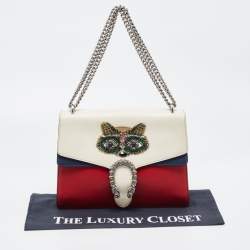 Pre Owned Gucci Tricolor Leather Medium Limited Edition Dionysus Crystals Shoulder Bag