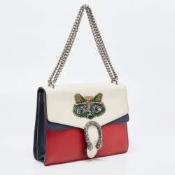 Pre Owned Gucci Tricolor Leather Medium Limited Edition Dionysus Crystals Shoulder Bag