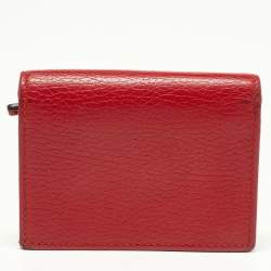 Gucci Red Leather GG Marmont Flap Card Case