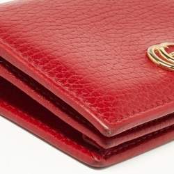 Gucci Red Leather GG Marmont Flap Card Case