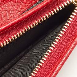 Gucci Red Leather GG Marmont Flap Card Case