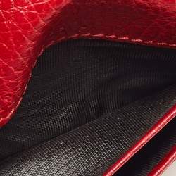 Gucci Red Leather GG Marmont Flap Card Case