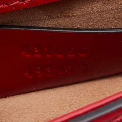 Pre Owned Gucci Red Leather Mini Web Chain Sylvie Crossbody Bag