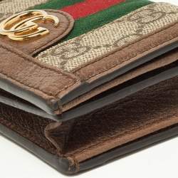 Gucci Brown GG Supreme Canvas and Leather Web Ophidia Card Case Wallet