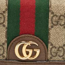 Gucci Brown GG Supreme Canvas and Leather Web Ophidia Card Case Wallet