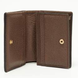 Gucci Brown GG Supreme Canvas and Leather Web Ophidia Card Case Wallet
