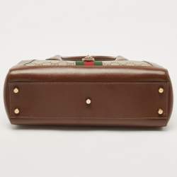 Pre Owned Gucci Brown/Beige GG Supreme Canvas and Leather Medium Web Jackie 1961 Tote