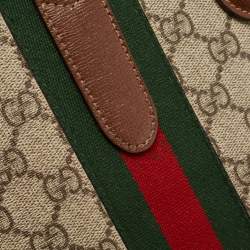 Pre Owned Gucci Brown/Beige GG Supreme Canvas and Leather Medium Web Jackie 1961 Tote
