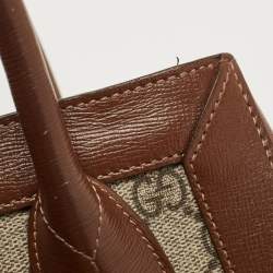 Pre Owned Gucci Brown/Beige GG Supreme Canvas and Leather Medium Web Jackie 1961 Tote