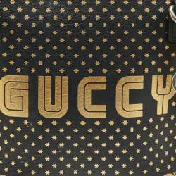 Pre Owned Gucci X Sega Black/Gold Leather Mini GUCCY Star Dome Crossbody Bag