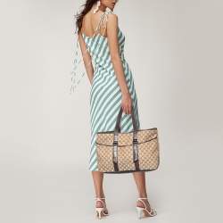 Gucci Beige/Brown GG Canvas and Leather Shopper Tote