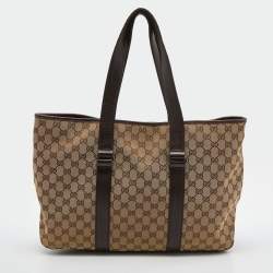 Gucci Beige/Brown GG Canvas and Leather Shopper Tote