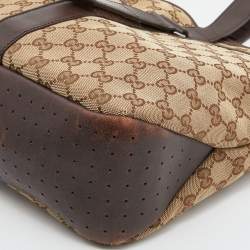 Gucci Beige/Brown GG Canvas and Leather Shopper Tote