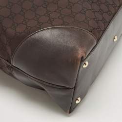 Pre Owned حقيبة يد توتس غوتشي بابوسكا رأسيه شوبينغ كبيرة جلد و كانفاس جي جي كريستال أبنوسي و بيج