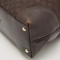 Pre Owned حقيبة يد توتس غوتشي بابوسكا رأسيه شوبينغ كبيرة جلد و كانفاس جي جي كريستال أبنوسي و بيج