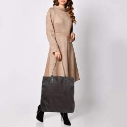 Pre Owned حقيبة يد توتس غوتشي بابوسكا رأسيه شوبينغ كبيرة جلد و كانفاس جي جي كريستال أبنوسي و بيج