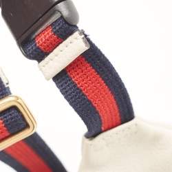 Pre Owned Gucci Off White Leather Logo Web Belt Bag