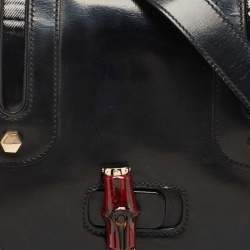 Pre Owned Gucci Black Coated Nylon and Leather Dialux Pop Bamboo Top Handle Bag