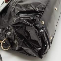 Pre Owned Gucci Black Coated Nylon and Leather Dialux Pop Bamboo Top Handle Bag