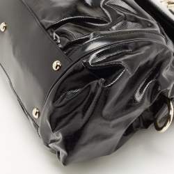 Pre Owned Gucci Black Coated Nylon and Leather Dialux Pop Bamboo Top Handle Bag