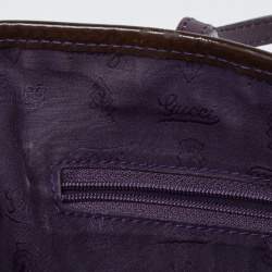 مملوكة مسبقًا حقيبة يد توتس غوتشي جولي جلد لامع وكانفاس GG بيج/بني فاتح بنمط ويب ودلاية 