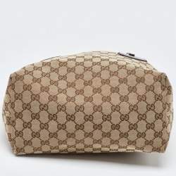 مملوكة مسبقًا حقيبة يد توتس غوتشي جولي جلد لامع وكانفاس GG بيج/بني فاتح بنمط ويب ودلاية 