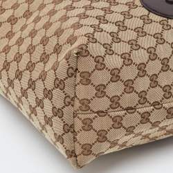 مملوكة مسبقًا حقيبة يد توتس غوتشي جولي جلد لامع وكانفاس GG بيج/بني فاتح بنمط ويب ودلاية 